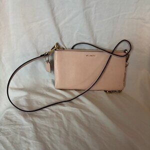Coach Kylie Saffiano Leather Crossbody in Peach Rose – Light Gold Hardware